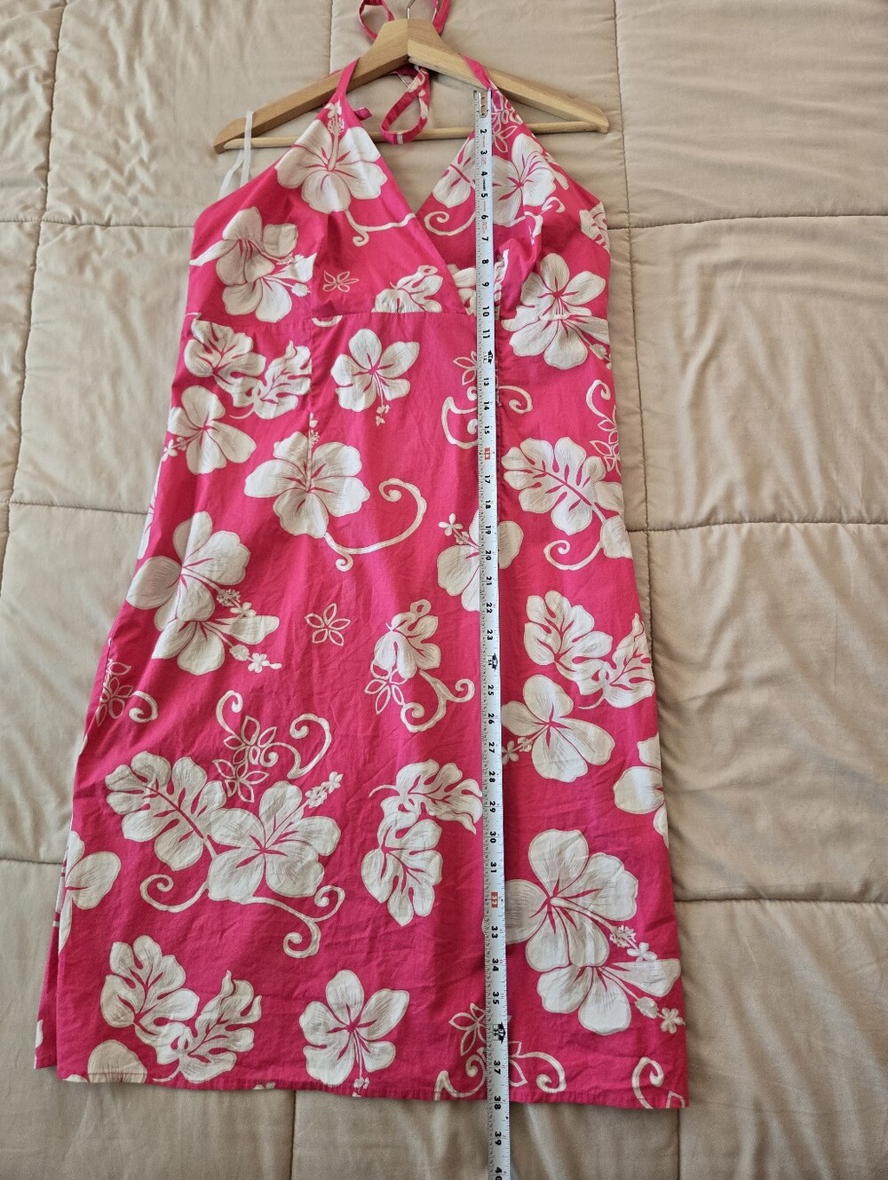 New York & Company Backless Pink Dress With White Tropical Flowers Plus Size 16 - Picture 8 of 8
